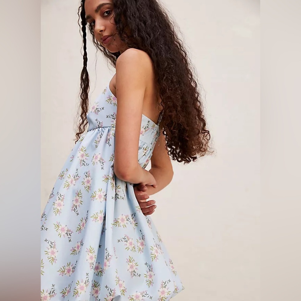 NWT Free People Sz Small Bubble Floral Dress $128 Revolve Mini Strap Dress